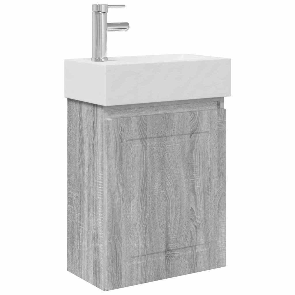 vidaXL Jednostka toaletowa z kranem Szary Sonoma 45,5 x 22,5 x 84 cm