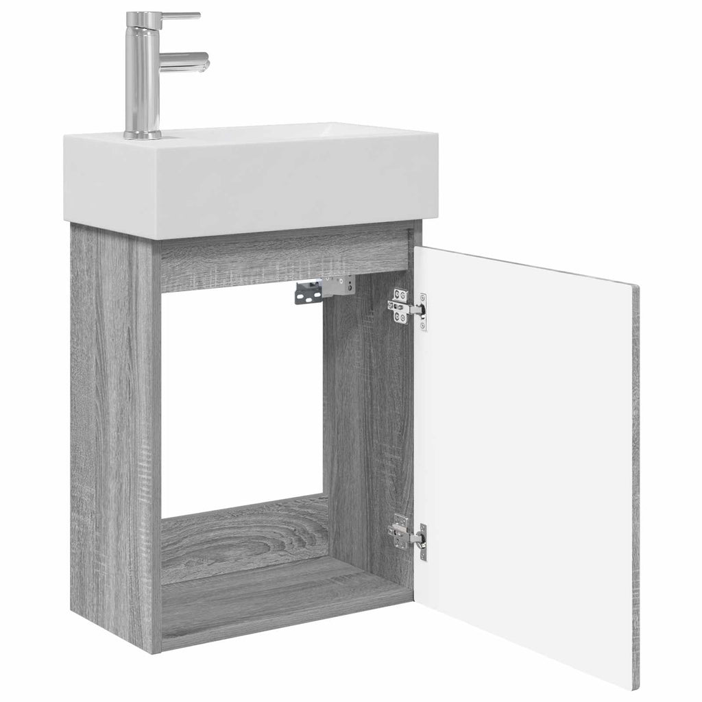 vidaXL Jednostka toaletowa z kranem Szary Sonoma 45,5 x 22,5 x 84 cm