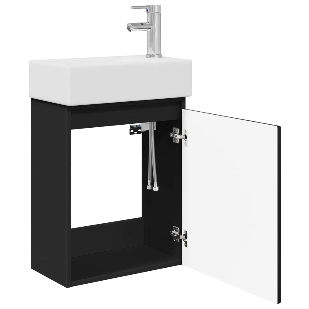 vidaXL Jednostka toaletowa z kranem Czarny 45,5 x 22,5 x 84 cm