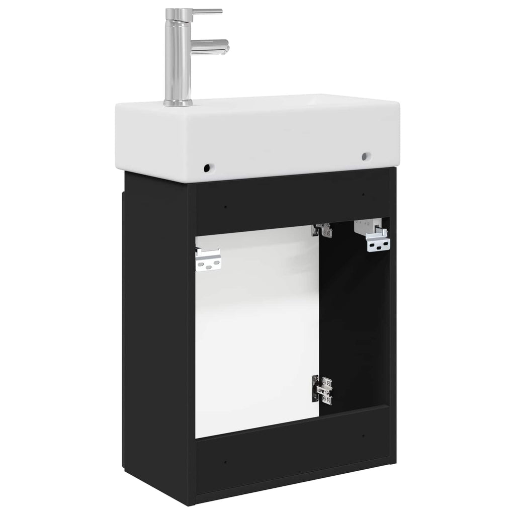 vidaXL Jednostka toaletowa z kranem Czarny 45,5 x 22,5 x 84 cm
