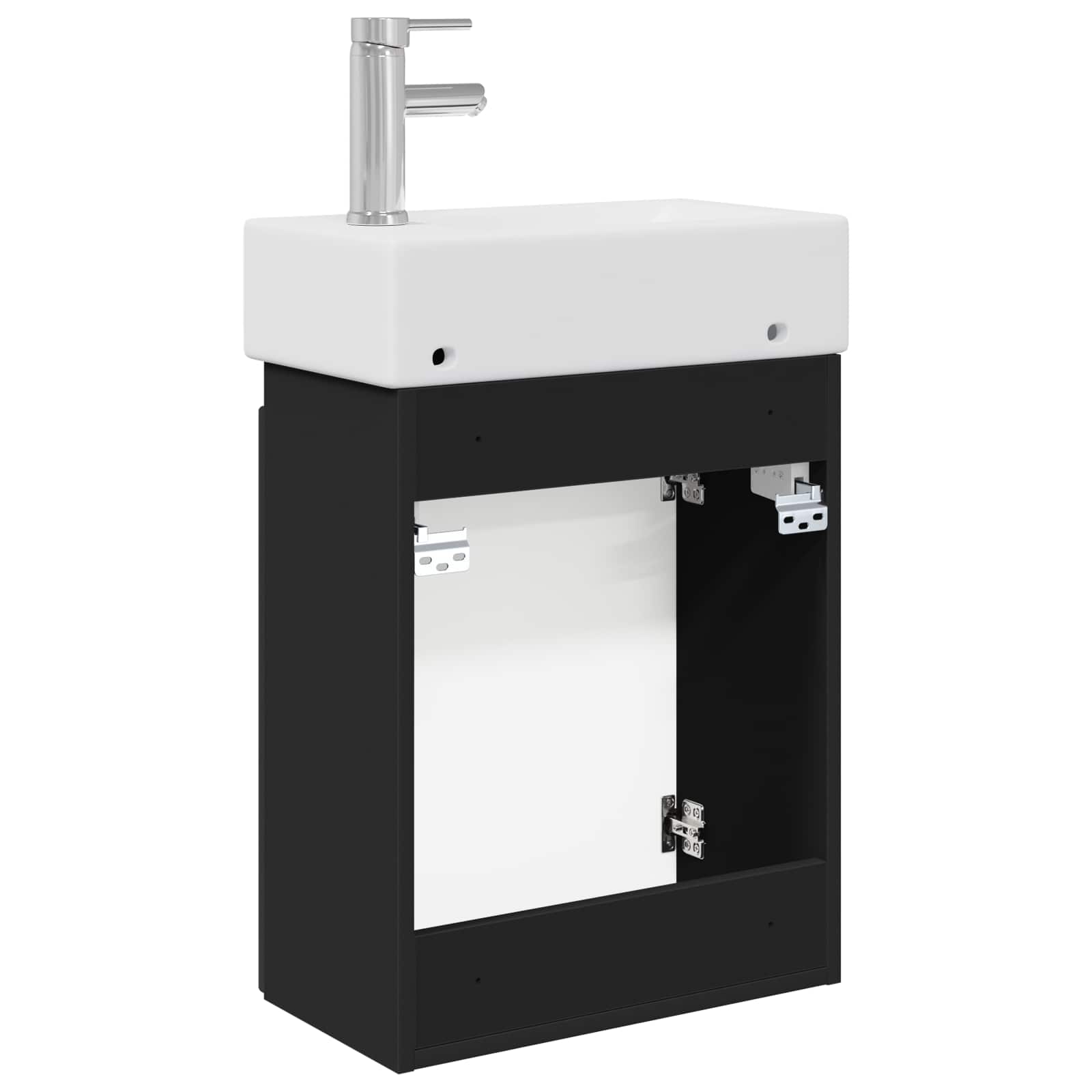 vidaXL Jednostka toaletowa z kranem Czarny 45,5 x 22,5 x 84 cm