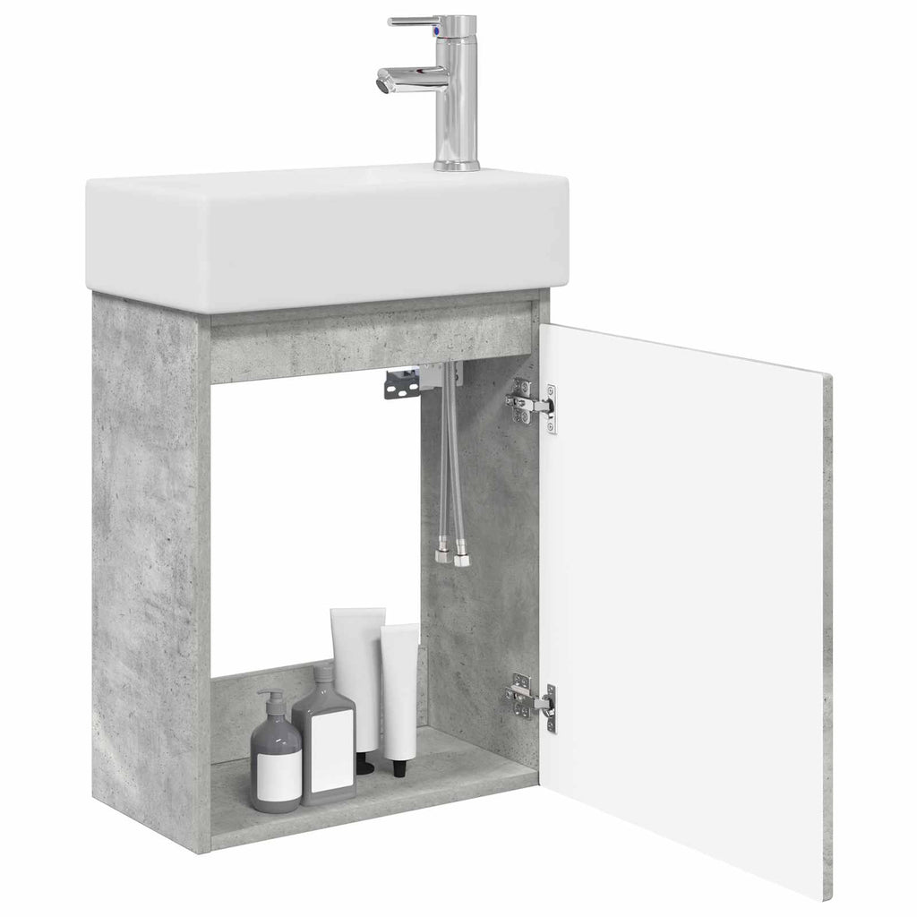 vidaXL Jednostka toaletowa z kranem Betonowy szary 45,5 x 22,5 x 84 cm