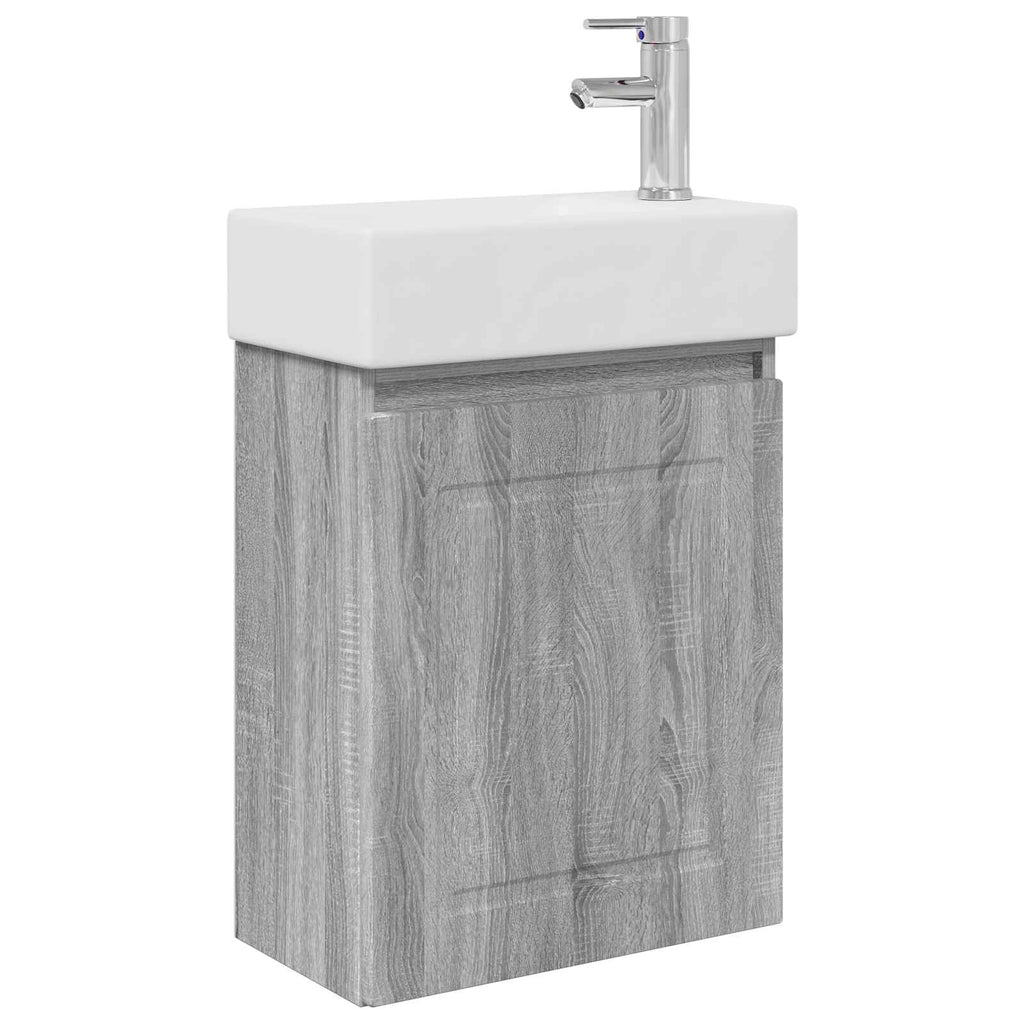 vidaXL Jednostka toaletowa z kranem Szary Sonoma 45,5 x 22,5 x 84 cm