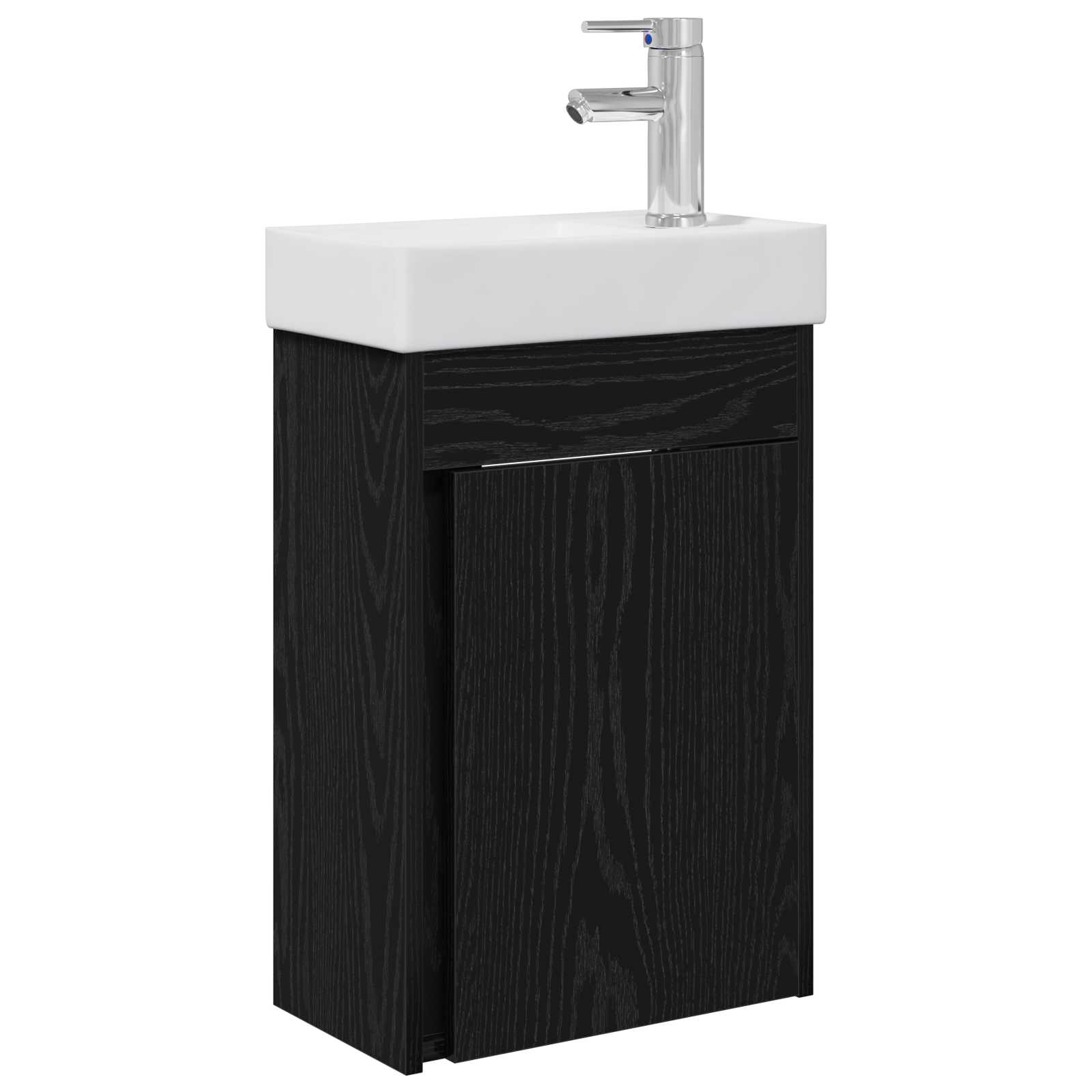 vidaXL Jednostka toaletowa z kranem Czarny dąb 40,5 x 22,5 x 62 cm