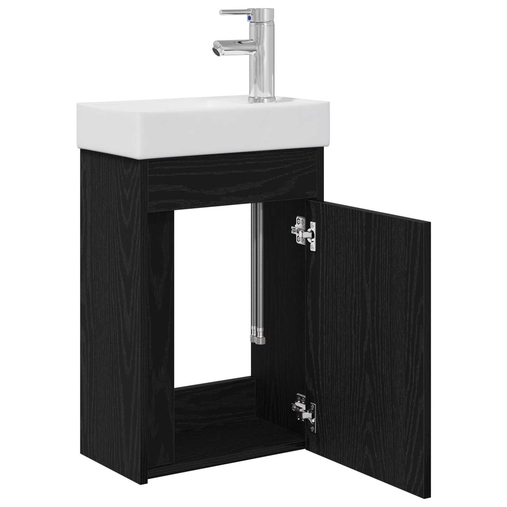 vidaXL Jednostka toaletowa z kranem Czarny dąb 40,5 x 22,5 x 62 cm