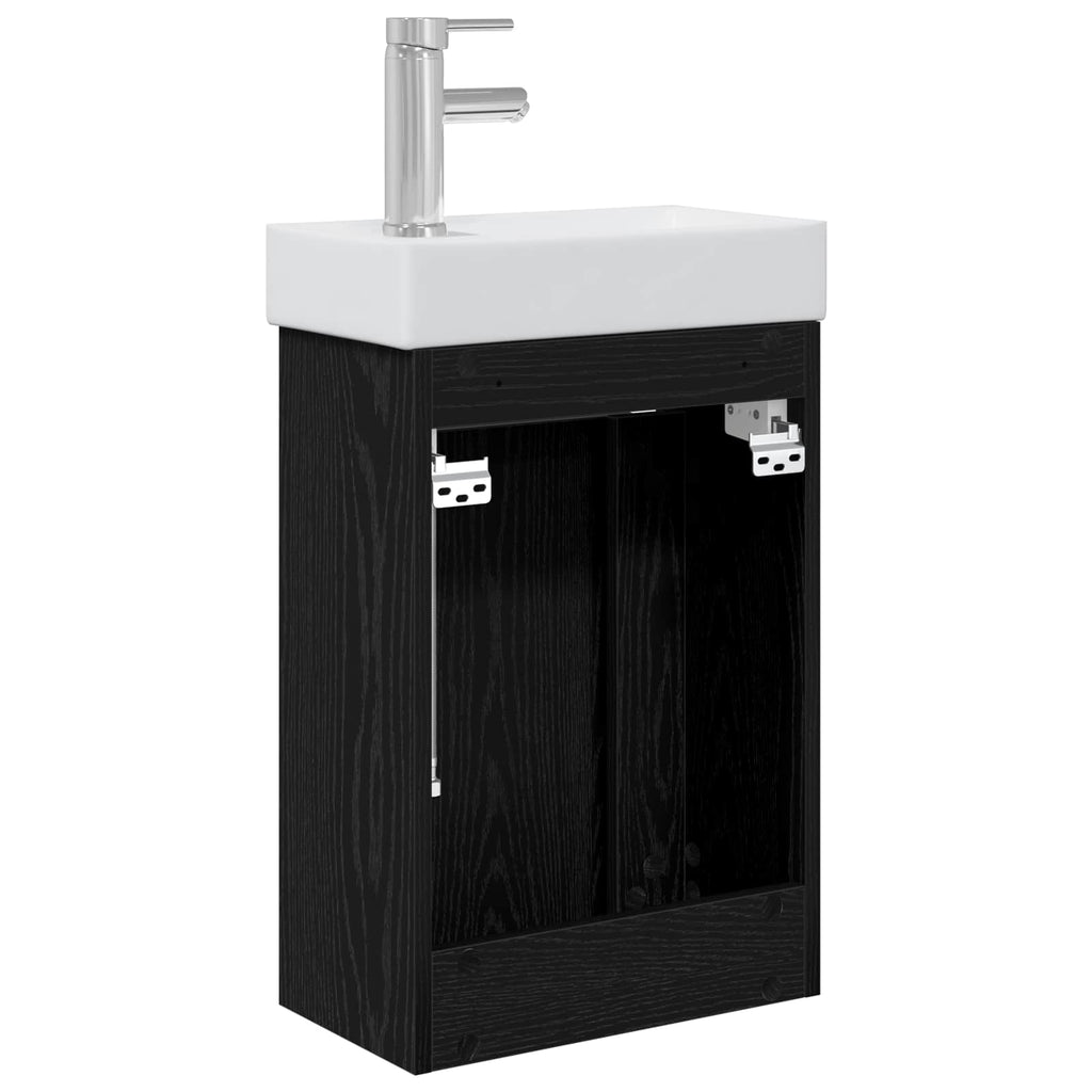 vidaXL Jednostka toaletowa z kranem Czarny dąb 40,5 x 22,5 x 62 cm
