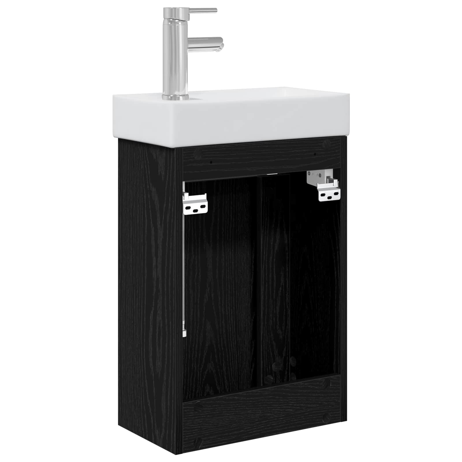 vidaXL Jednostka toaletowa z kranem Czarny dąb 40,5 x 22,5 x 62 cm