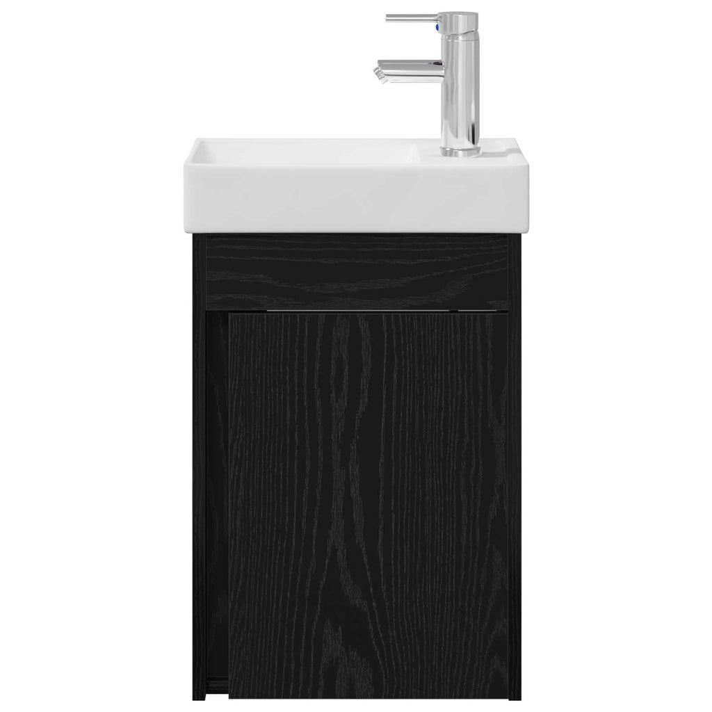 vidaXL Jednostka toaletowa z kranem Czarny dąb 40,5 x 22,5 x 62 cm