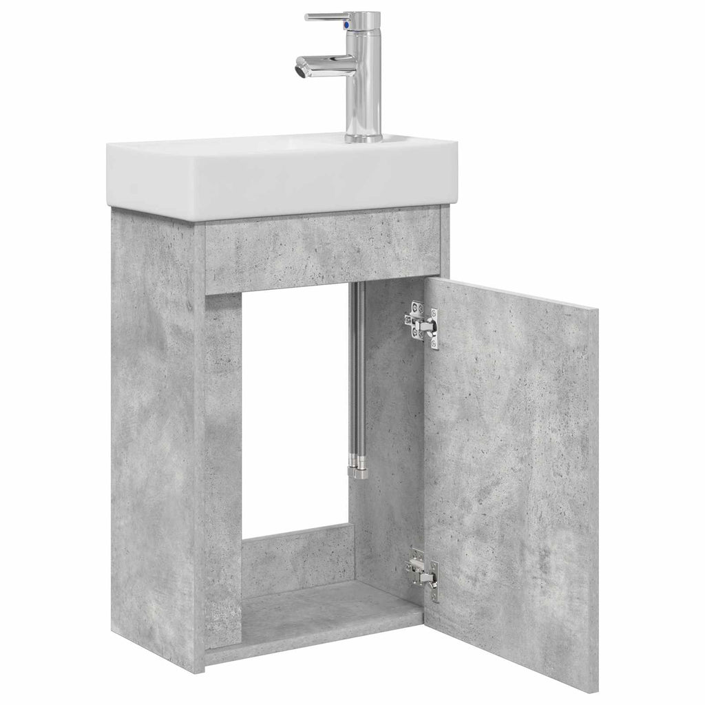 vidaXL Jednostka toaletowa z kranem Betonowy szary 40,5 x 22,5 x 62 cm