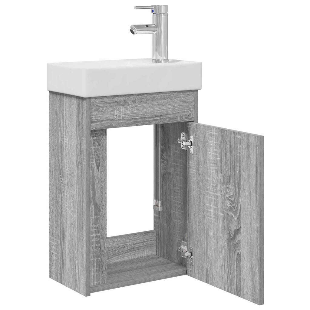 vidaXL Jednostka toaletowa z kranem Szary Sonoma 40,5 x 22,5 x 62 cm