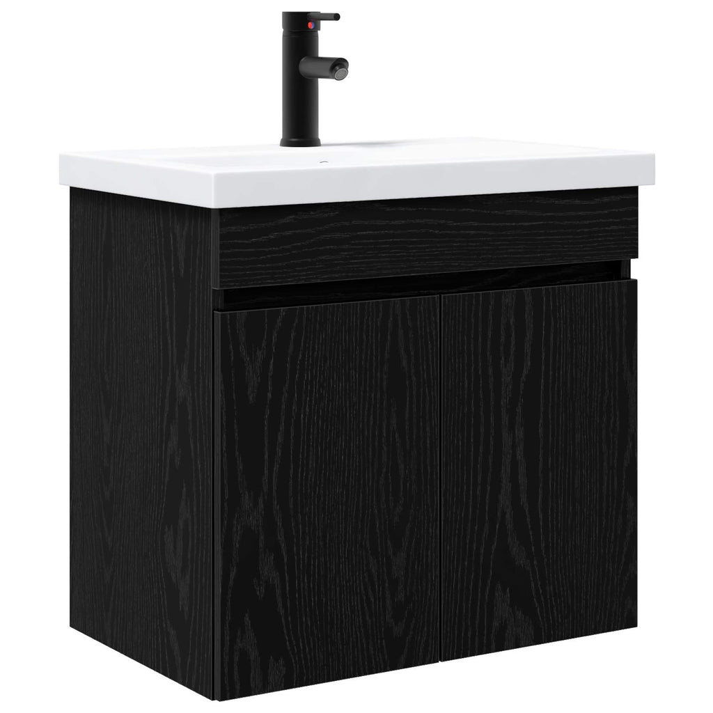 vidaXL Jednostka toaletowa z kranem Czarny dąb 61 x 40 x 74,5 cm