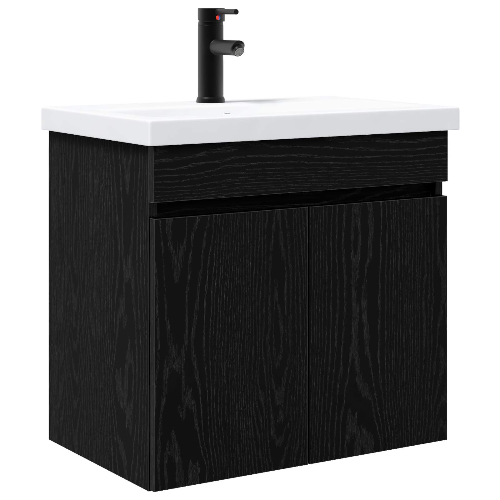 vidaXL Jednostka toaletowa z kranem Czarny dąb 61 x 40 x 74,5 cm