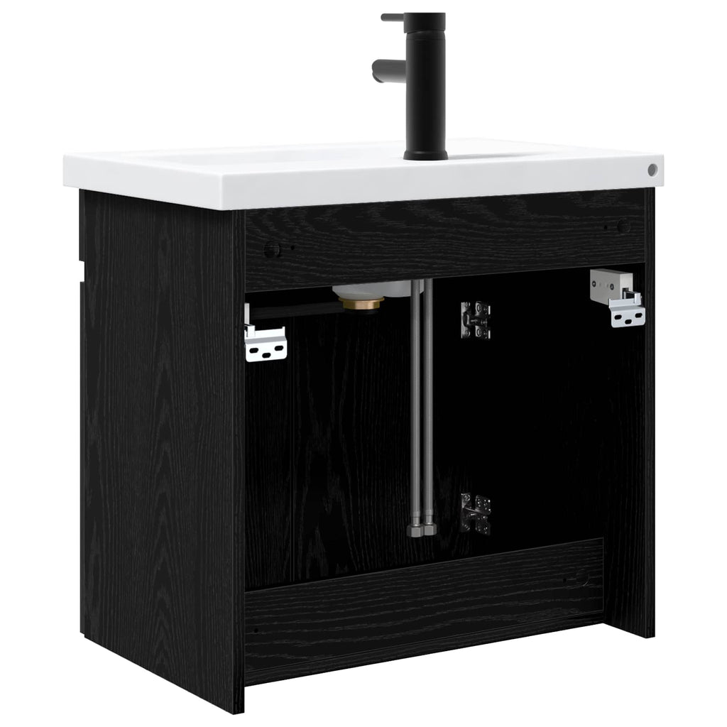 vidaXL Jednostka toaletowa z kranem Czarny dąb 61 x 40 x 74,5 cm