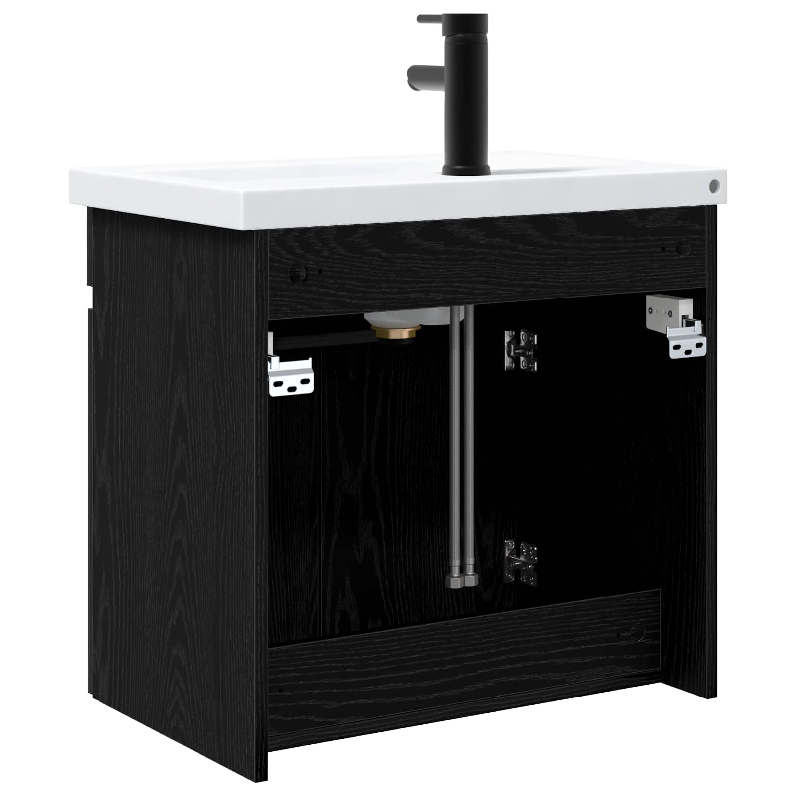 vidaXL Jednostka toaletowa z kranem Czarny dąb 61 x 40 x 74,5 cm