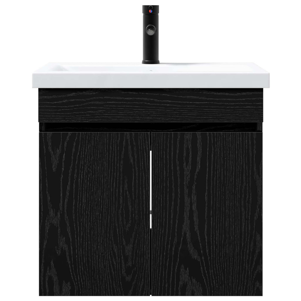 vidaXL Jednostka toaletowa z kranem Czarny dąb 61 x 40 x 74,5 cm