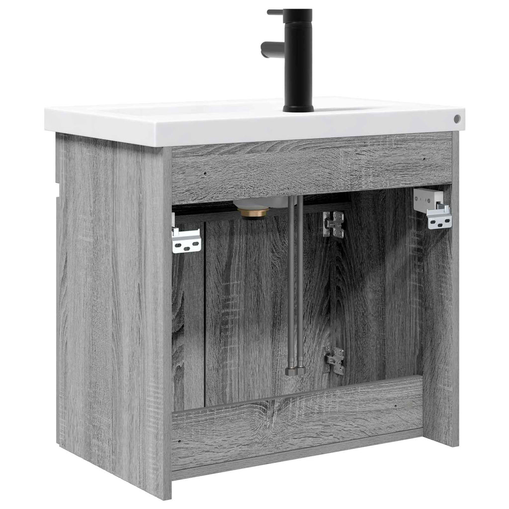 vidaXL Jednostka toaletowa z kranem Szary Sonoma 61 x 40 x 74,5 cm