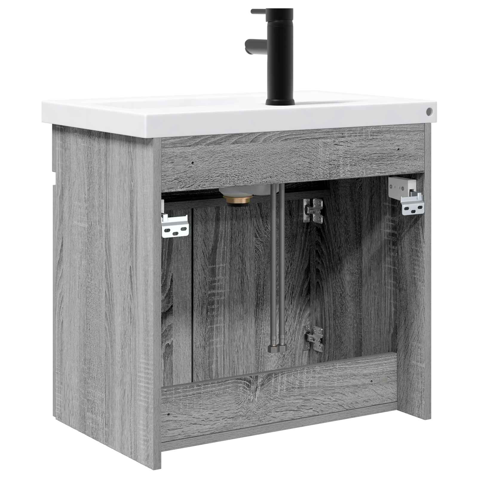 vidaXL Jednostka toaletowa z kranem Szary Sonoma 61 x 40 x 74,5 cm