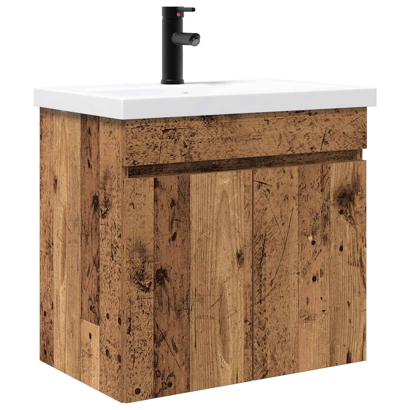 vidaXL Jednostka toaletowa z kranem Stare drewno 61 x 40 x 74,5 cm