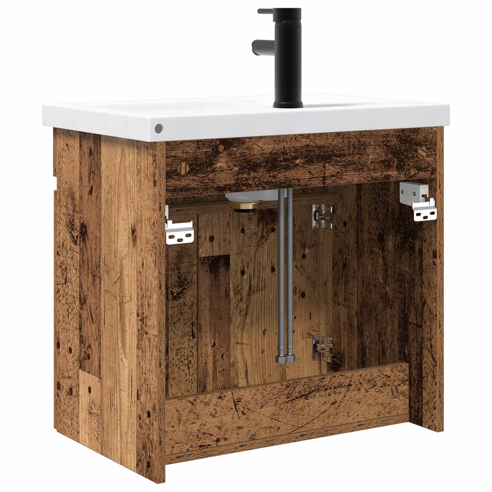 vidaXL Jednostka toaletowa z kranem Stare drewno 61 x 40 x 74,5 cm