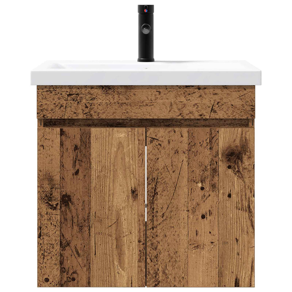 vidaXL Jednostka toaletowa z kranem Stare drewno 61 x 40 x 74,5 cm