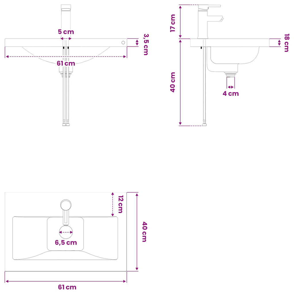 vidaXL Jednostka toaletowa z kranem Stare drewno 61 x 40 x 74,5 cm