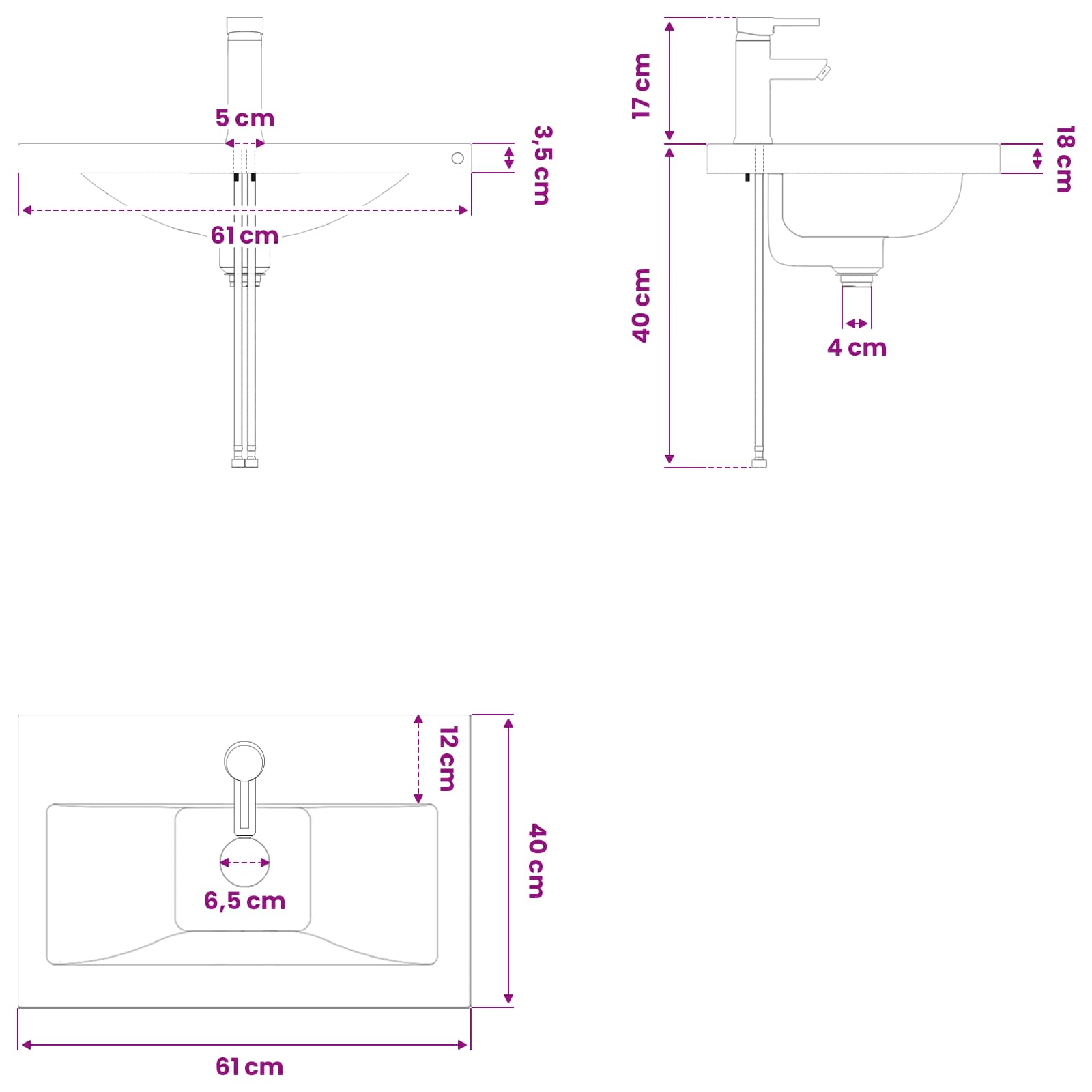 vidaXL Jednostka toaletowa z kranem Stare drewno 61 x 40 x 74,5 cm