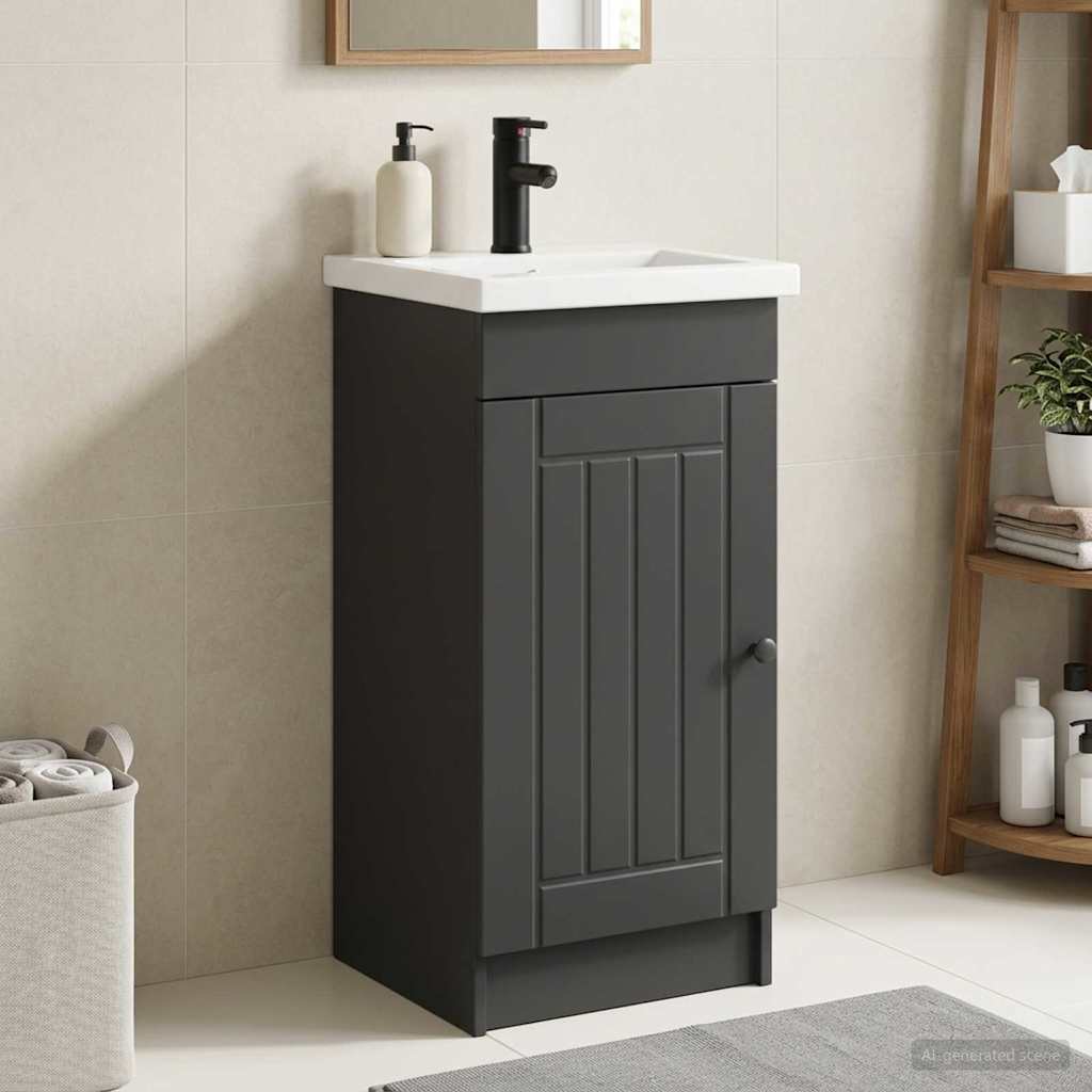vidaXL Toaleta z umywalką Czarny 42 x 40 x 84,5 cm Drewno inżynieryjne