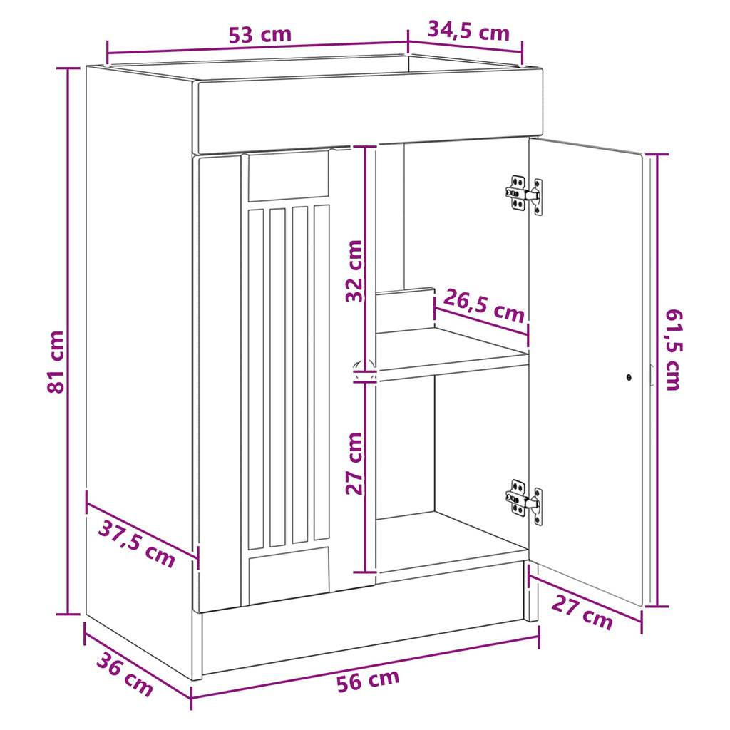 vidaXL Szafka łazienkowa pod umywalkę Betonowy szary 56 x 37,5 x 81 cm