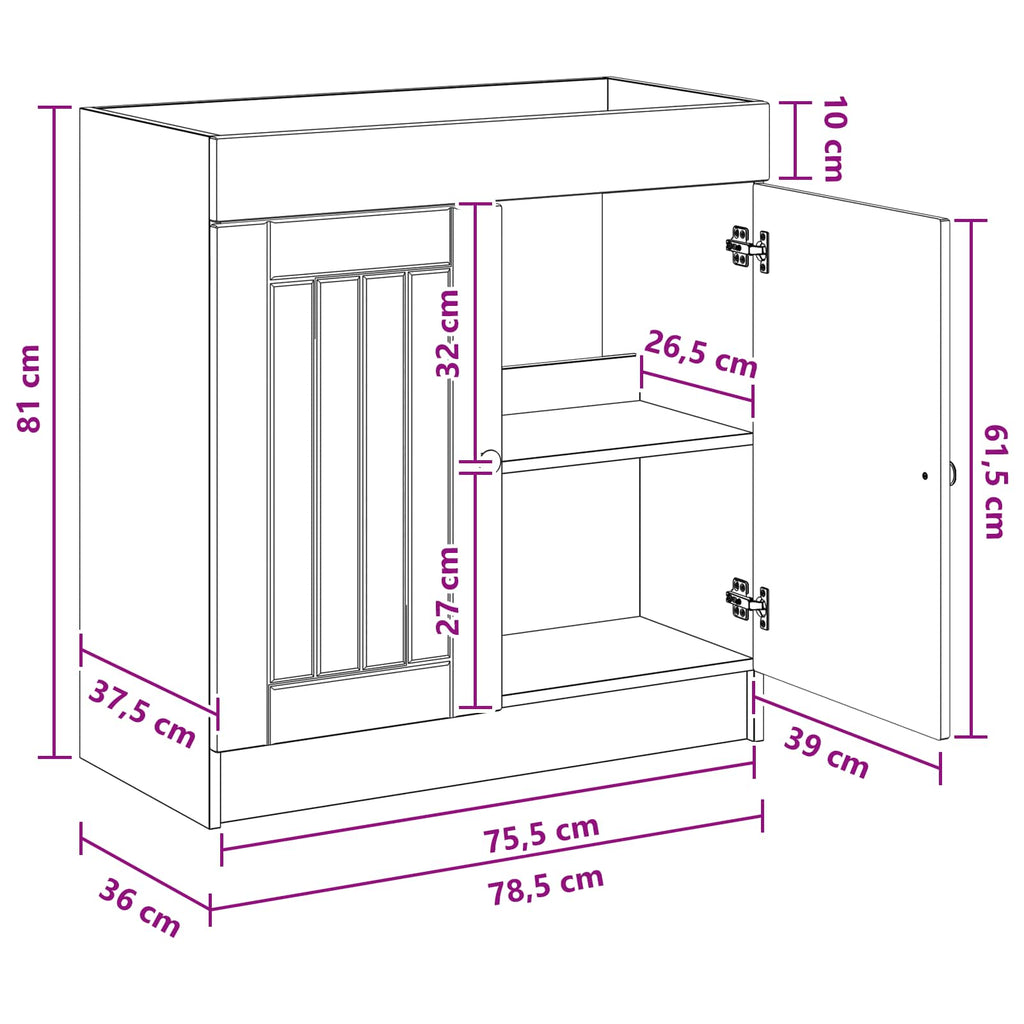 vidaXL Szafka łazienkowa pod umywalkę Biały 78,5 x 37,5 x 81 cm