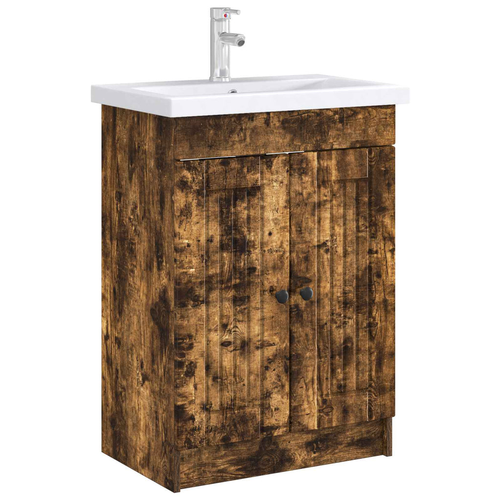 vidaXL Szafka łazienkowa pod umywalkę Dąb wędzony 78,5 x 37,5 x 81 cm
