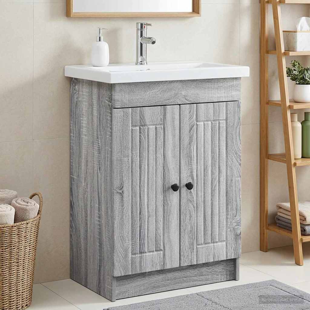 vidaXL Szafka łazienkowa pod umywalkę Szary Sonoma 78,5 x 37,5 x 81 cm