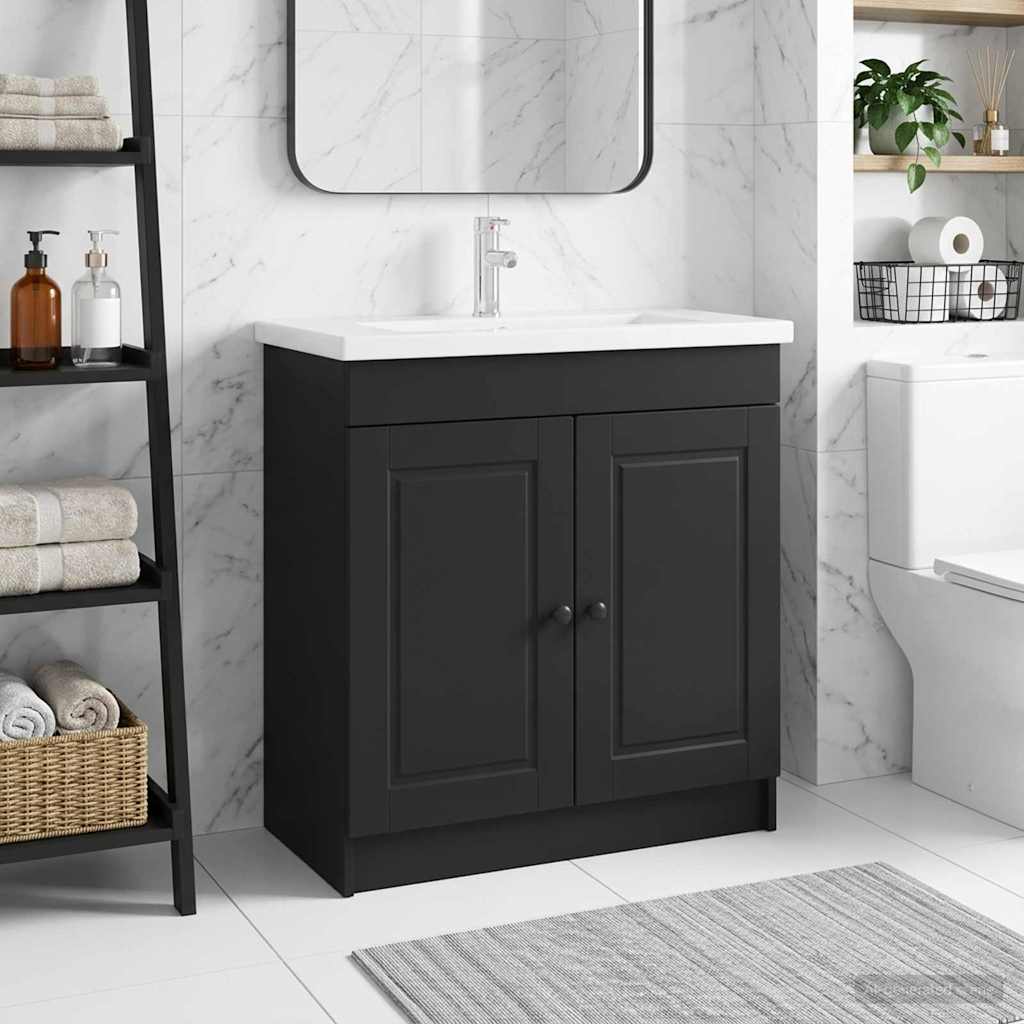 vidaXL Szafka łazienkowa pod umywalkę Czarny 56 x 37,5 x 81 cm