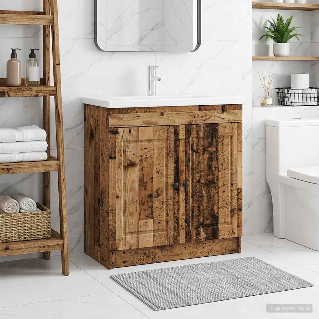 vidaXL Szafka łazienkowa pod umywalkę Stare drewno 56 x 37,5 x 81 cm