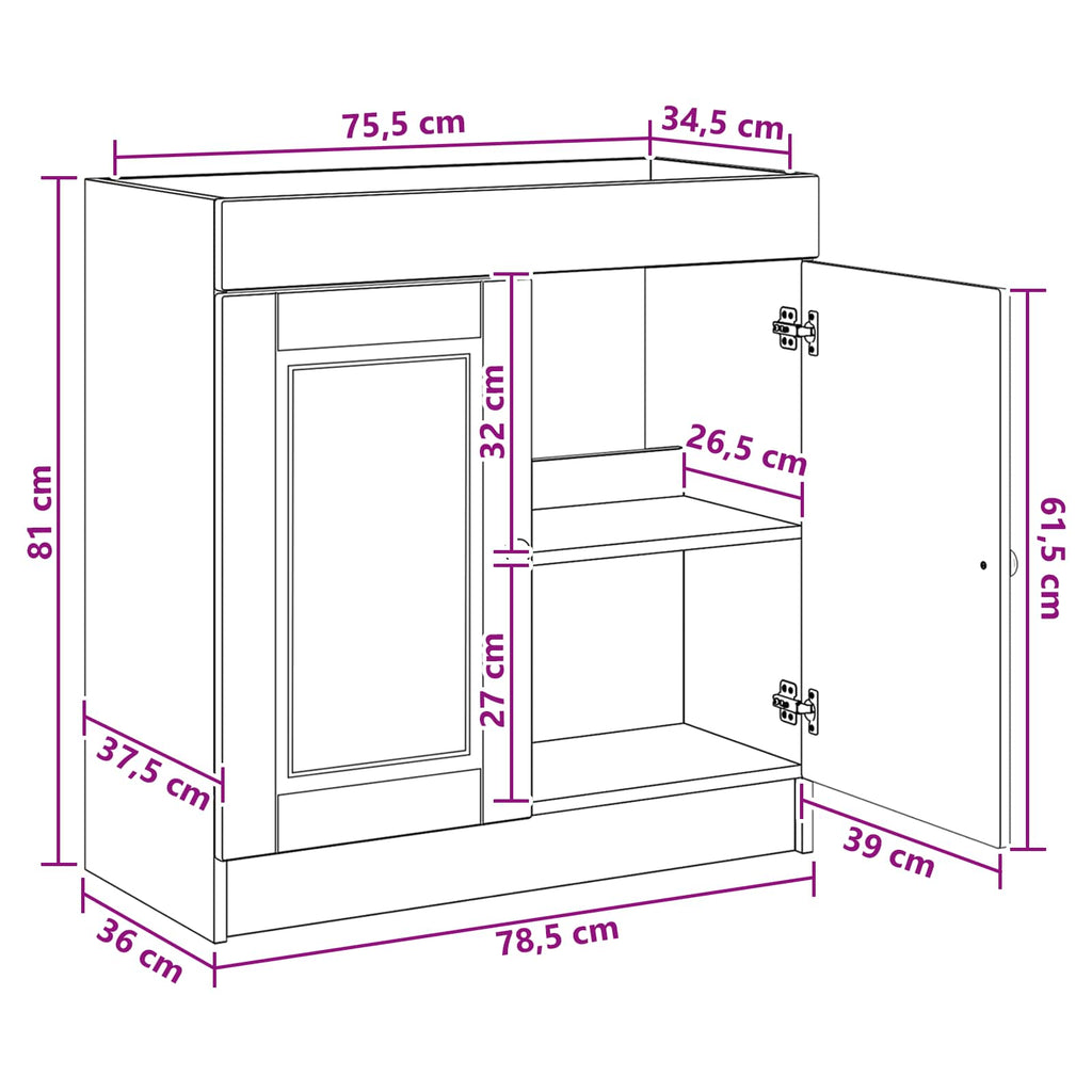 vidaXL Szafka łazienkowa pod umywalkę Biały 78,5 x 37,5 x 81 cm