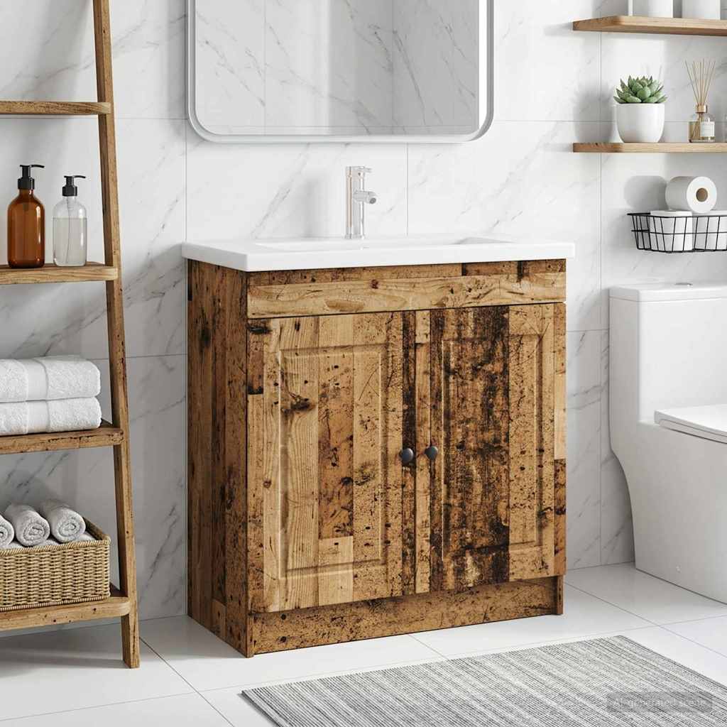 vidaXL Szafka łazienkowa pod umywalkę Stare drewno 78,5 x 37,5 x 81 cm