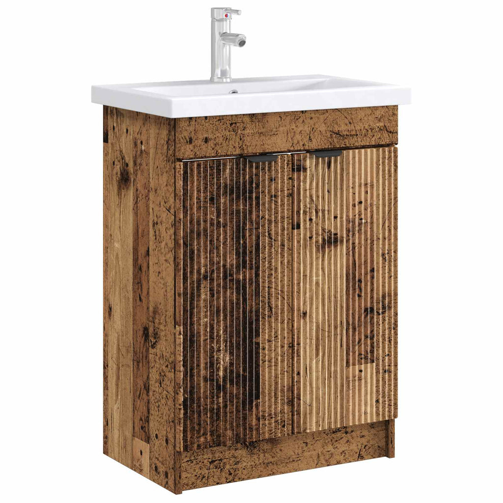 vidaXL Szafka łazienkowa pod umywalkę Stare drewno 56 x 37,5 x 81 cm