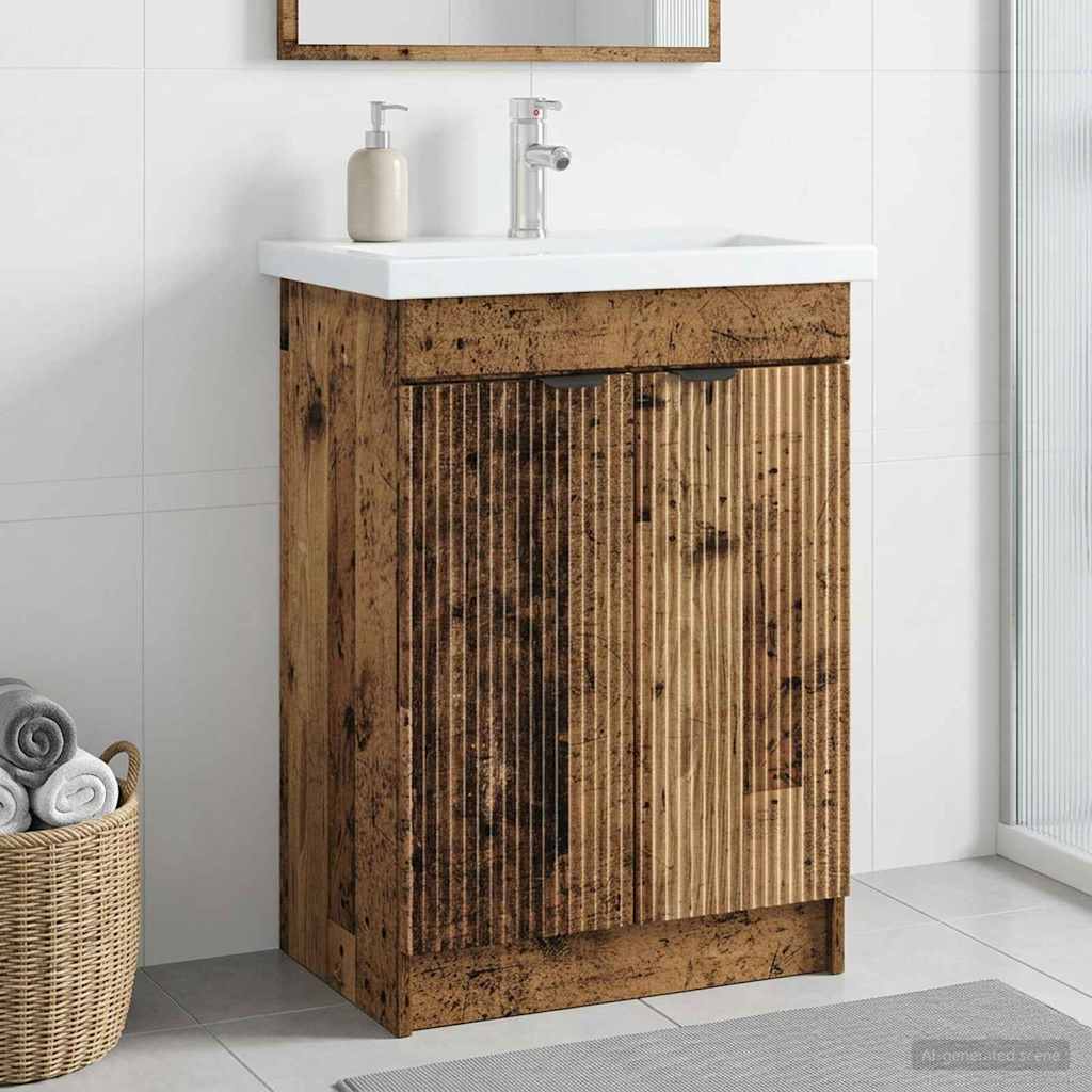 vidaXL Szafka łazienkowa pod umywalkę Stare drewno 78,5 x 37,5 x 81 cm