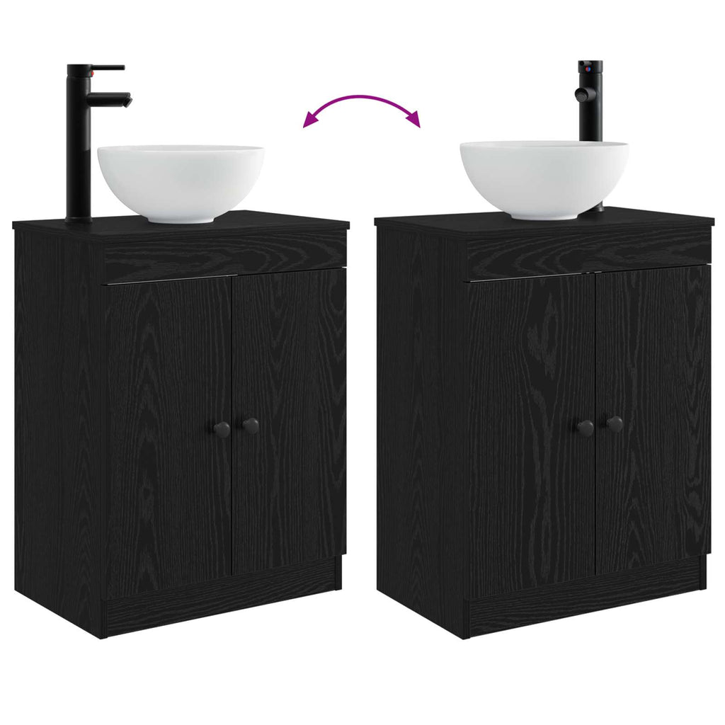 vidaXL Toaleta z umywalką Czarny 54 x 35 x 83 cm Drewno inżynieryjne