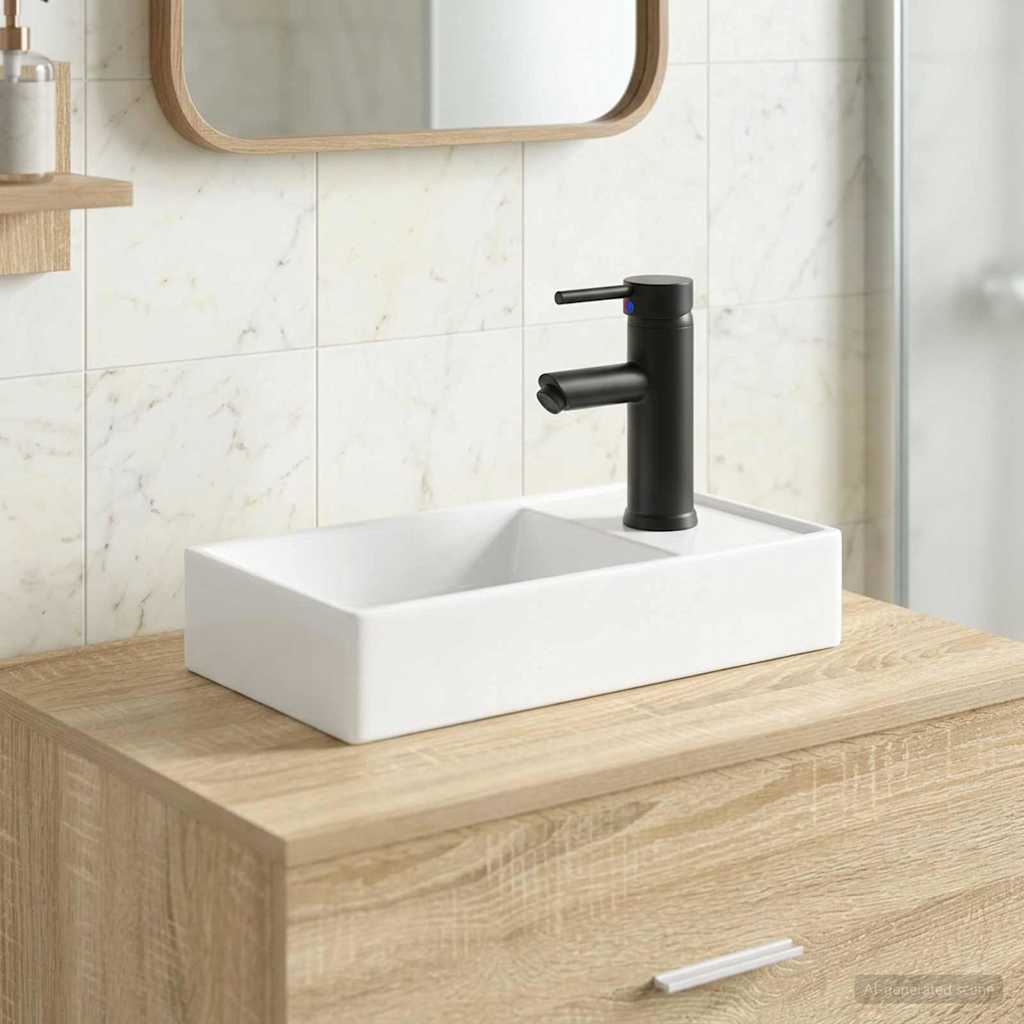 vidaXL Umywalka do łazienki Matowy czarny 40,5 x 22,5 x 11,5 cm Metal