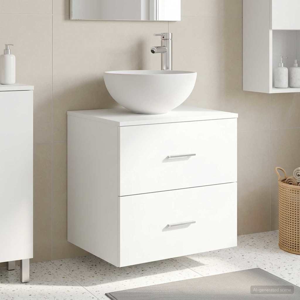 vidaXL Umywalka wisząca Biały 49,5 x 35 x 63 cm Drewno inżynieryjne