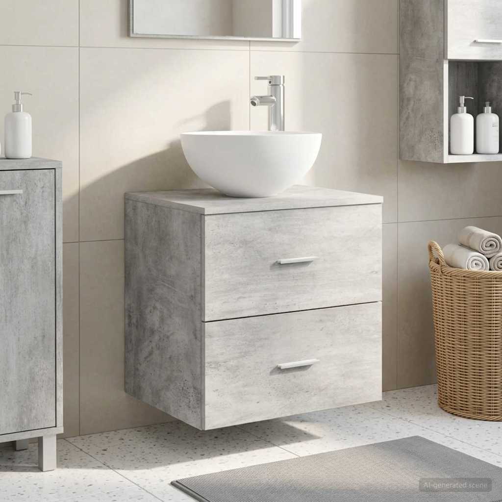 vidaXL Umywalka wisząca Betonowy szary 49,5 x 35 x 63 cm