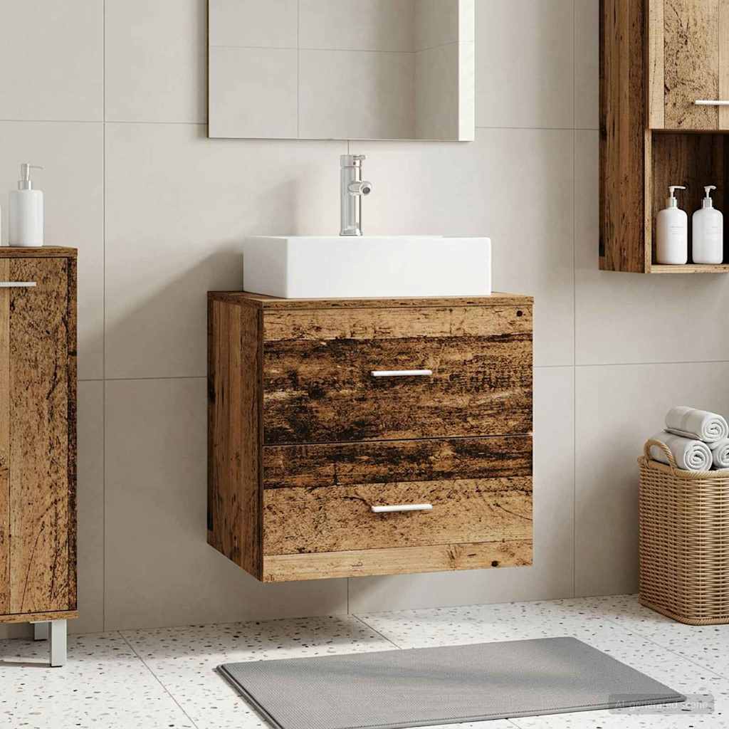 vidaXL Umywalka ścienna z szafką Stare drewno 49,5 x 41 x 62,5 cm