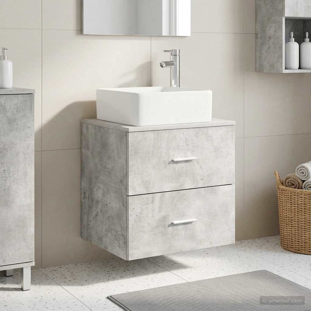 vidaXL Umywalka ścienna z szafką Betonowy szary 53 x 34,5 x 63 cm