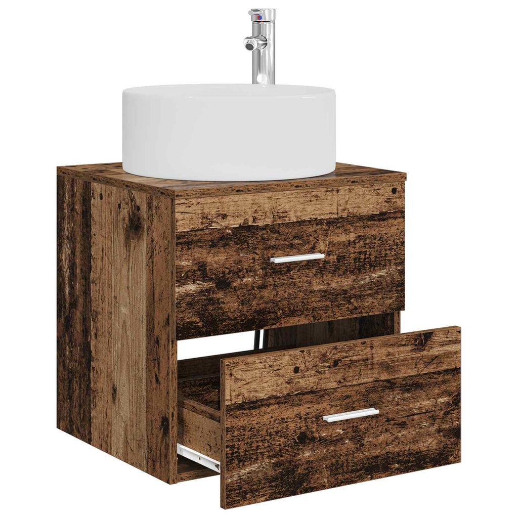 vidaXL Umywalka ścienna z szafką Stare drewno 49,5 x 44,5 x 65,5 cm