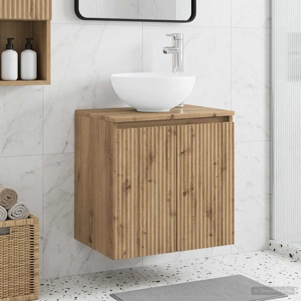 vidaXL Umywalka ścienna z szafką Dąb artisan 49,5 x 35 x 63 cm