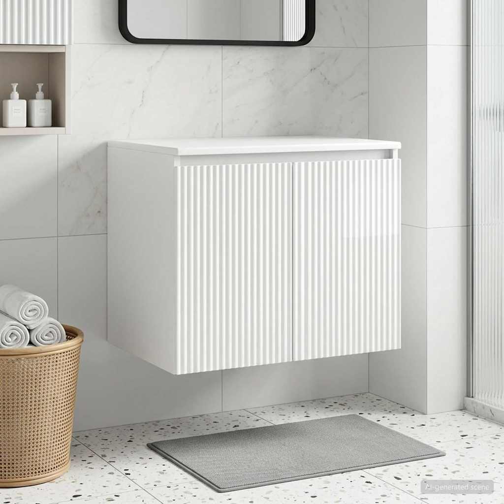 vidaXL Wisząca Szafka Łazienkowa Biały wysoki połysk