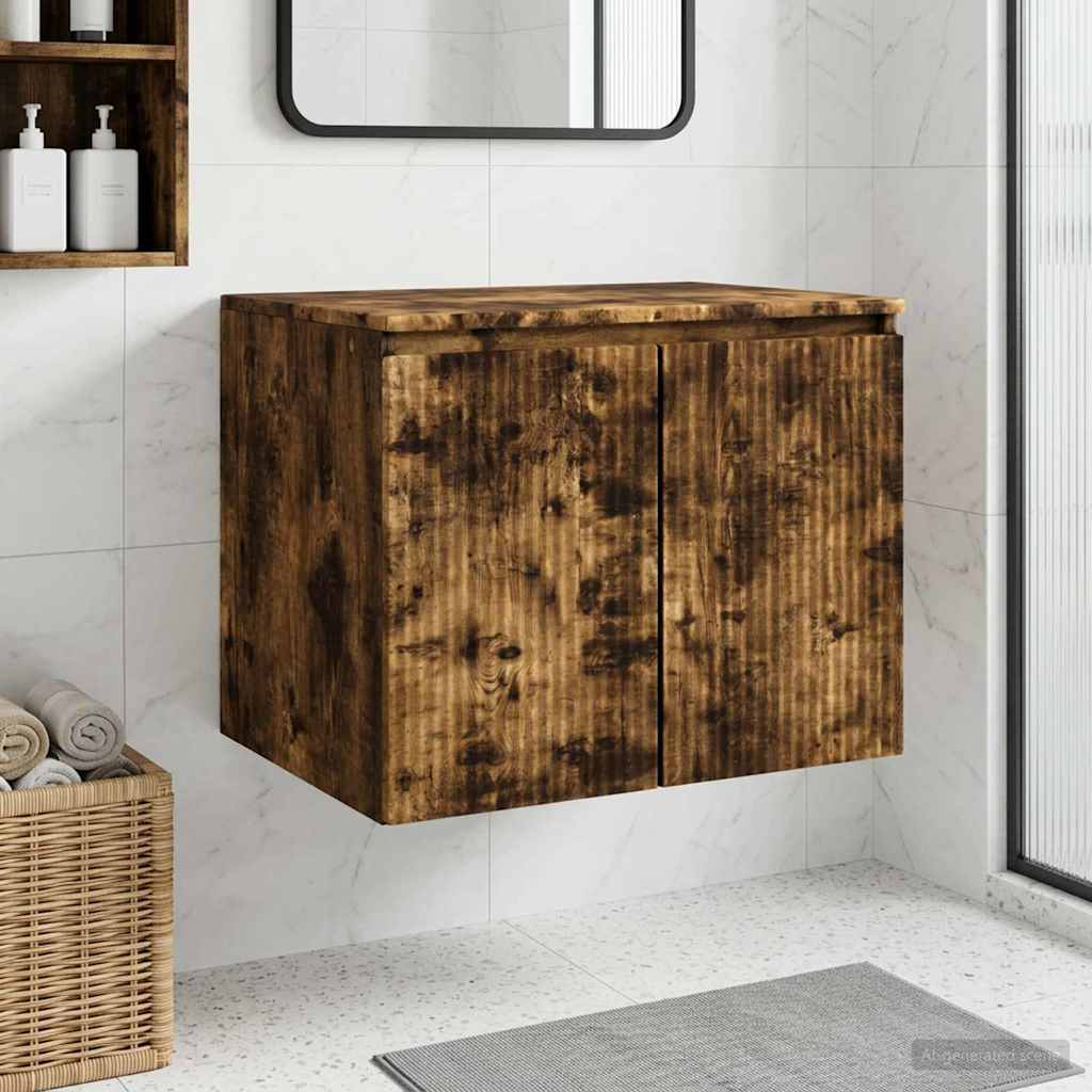 vidaXL Wisząca Szafka Łazienkowa Dąb wędzony 62,5 x 44,5 x 50 cm