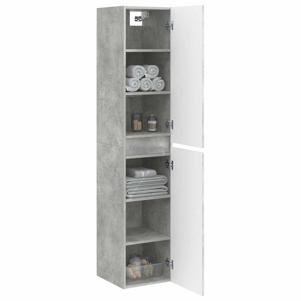 vidaXL Wisząca Szafka Łazienkowa Betonowy szary 33 x 34,5 x 160 cm