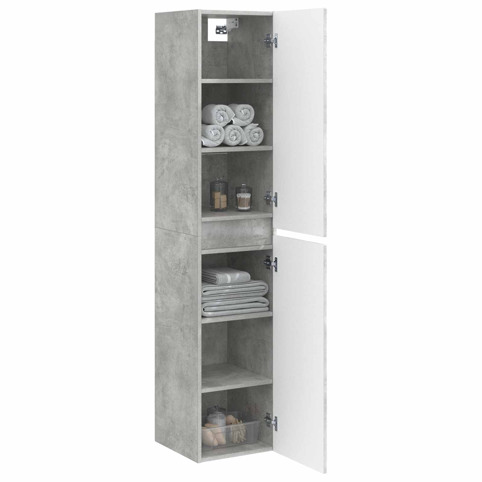 vidaXL Wisząca Szafka Łazienkowa Betonowy szary 33 x 34,5 x 160 cm