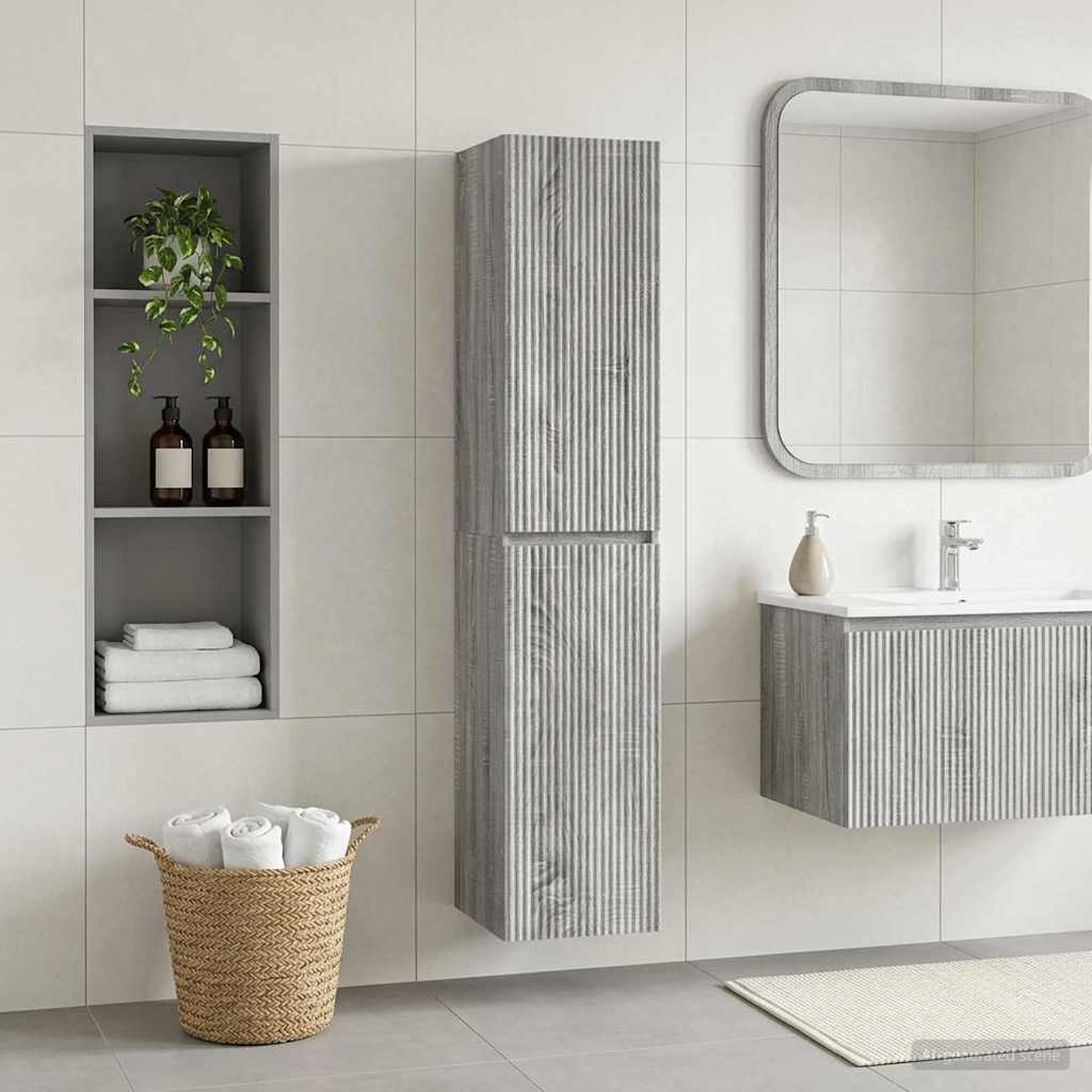 vidaXL Wisząca Szafka Łazienkowa Szary Sonoma 33 x 34,5 x 160 cm